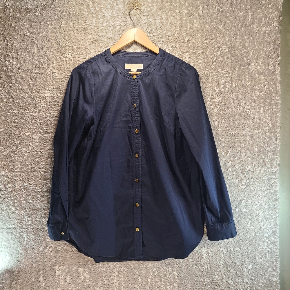 Michael Kors Shirt Women’s Medium Blouse  Roll Tab‎ Sleeve Button Down Shirt